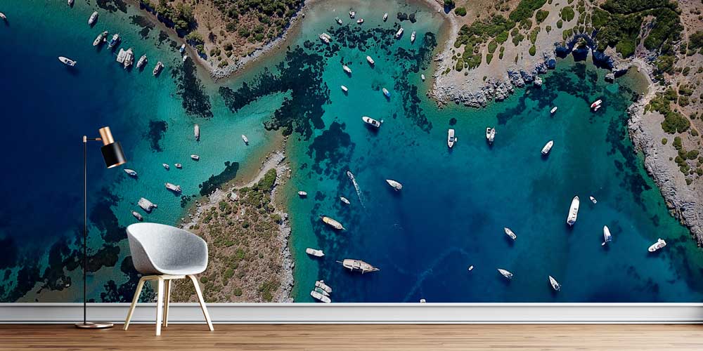 Teknelerle Dolu Doğal Koylar Üstten Görünüm Duvar Kağıdı 11613