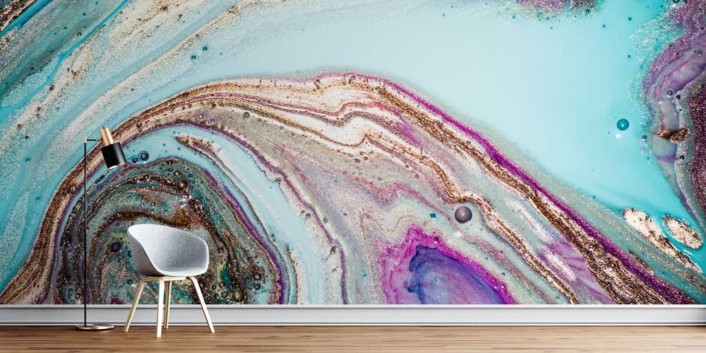 Soyut Akışkan Sanat Desenli Modern Duvar Kağıdı 11620