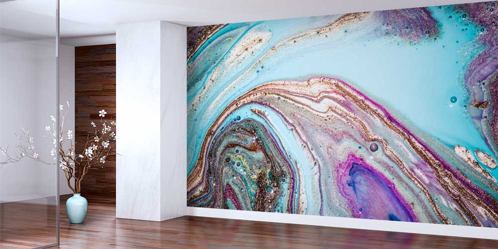 Soyut Akışkan Sanat Desenli Modern Duvar Kağıdı 11620