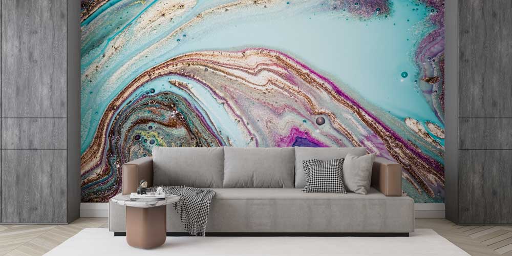 Soyut Akışkan Sanat Desenli Modern Duvar Kağıdı 11620