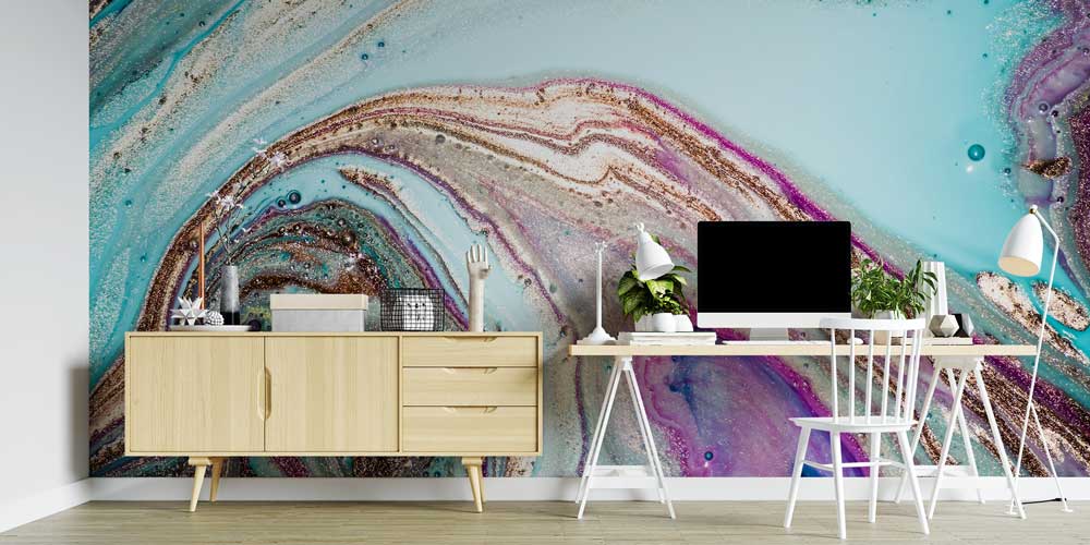 Soyut Akışkan Sanat Desenli Modern Duvar Kağıdı 11620