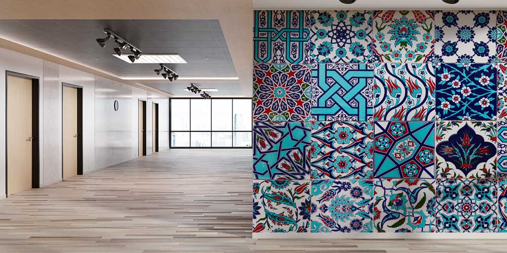 Geleneksel Türk Çini Motifli Karo Desenli Duvar Kağıdı 11633