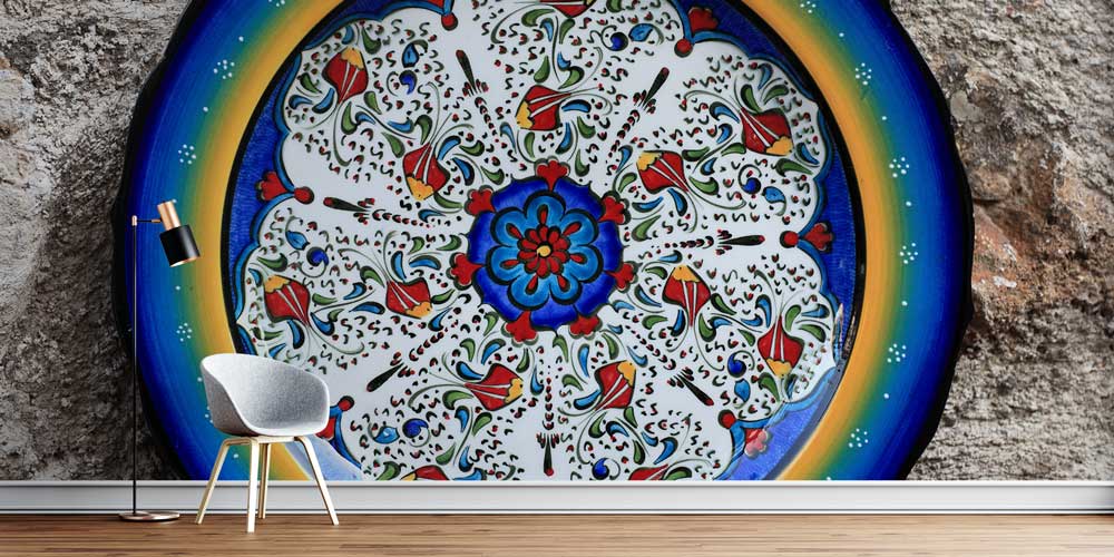 Dairesel Çini Motifli Geleneksel Türk Sanatı Duvar Kağıdı 11635