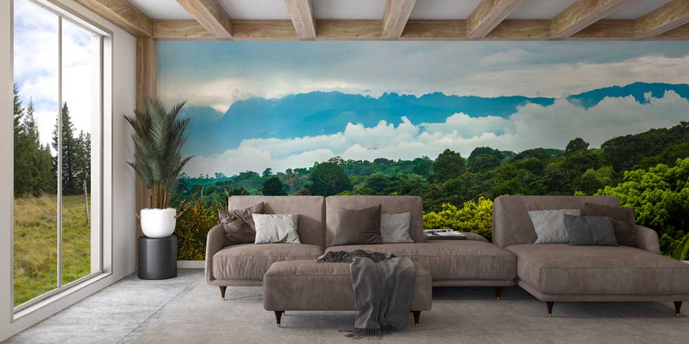 Tropik Orman ve Sisli Dağ Manzarası Duvar Kağıdı 12792