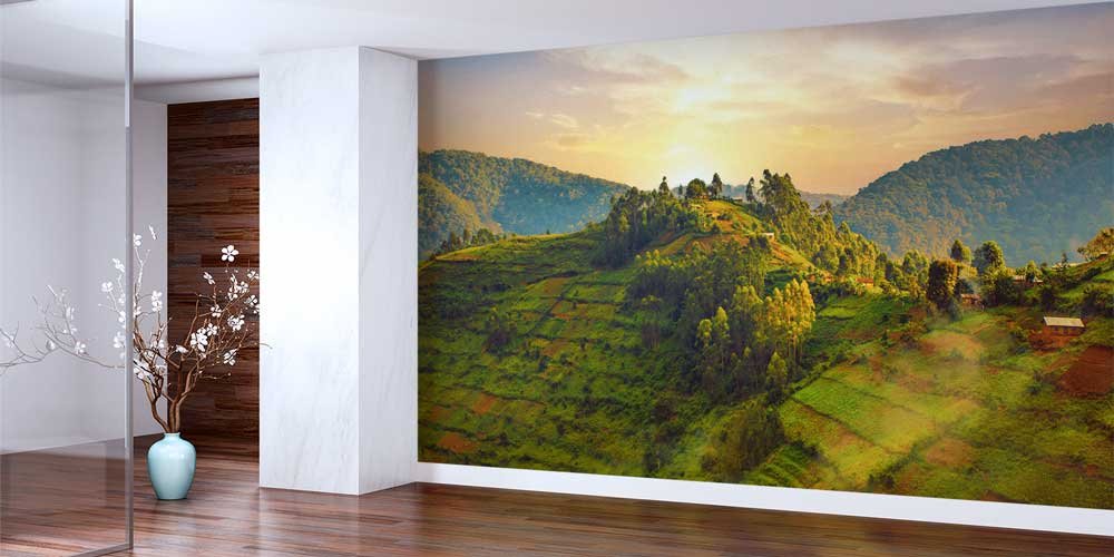 wallpaper-wall-decor-12796-01 Yeşil Teraslı Dağ Manzarası Duvar Kağıdı 12796