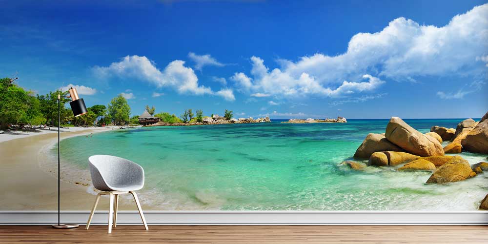 Tropikal Sahil ve Kaya Formları Duvar Kağıdı 12820