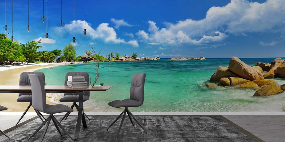 Tropikal Sahil ve Kaya Formları Duvar Kağıdı 12820