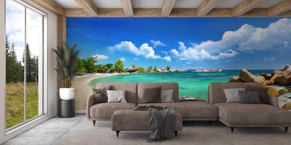 Tropikal Sahil ve Kaya Formları Duvar Kağıdı 12820