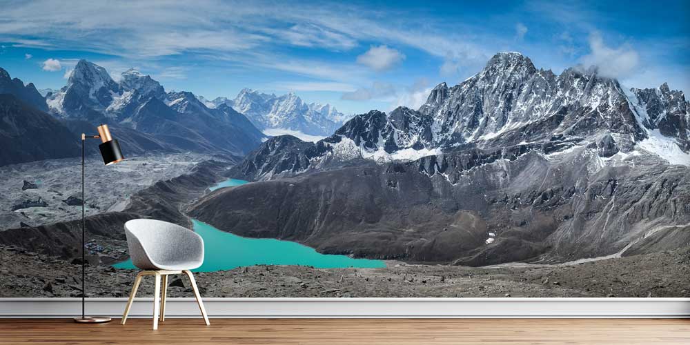 Himalaya Dağları Buzul Gölü Panoramik Duvar Kağıdı 12822