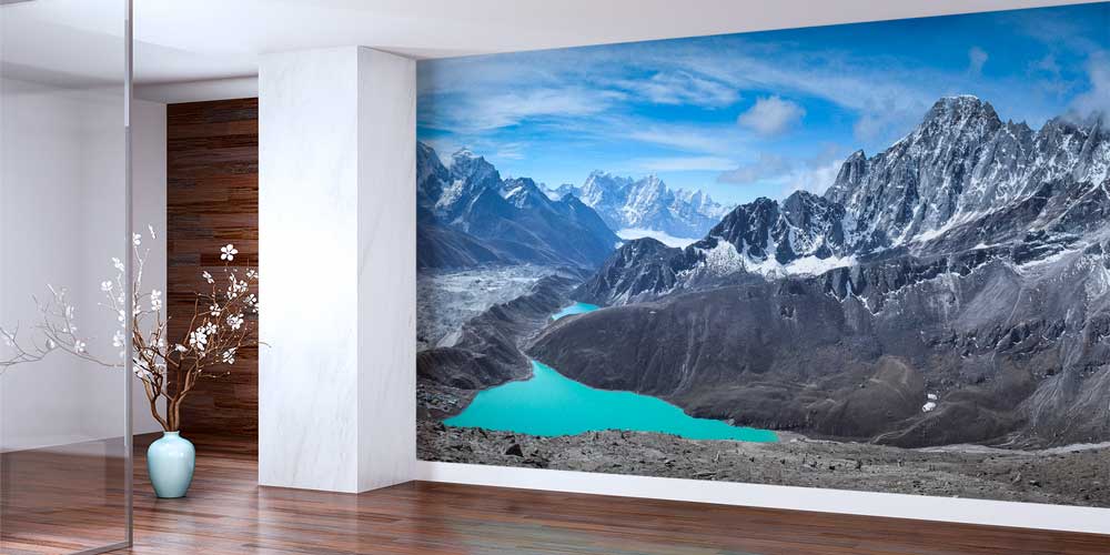 Himalaya Dağları Buzul Gölü Panoramik Duvar Kağıdı 12822