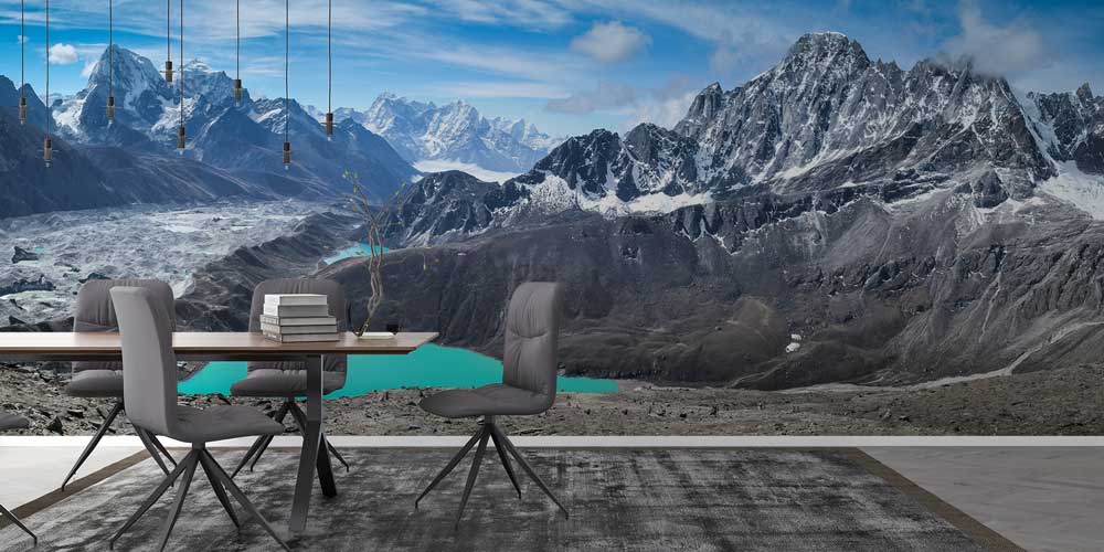 Himalaya Dağları Buzul Gölü Panoramik Duvar Kağıdı 12822