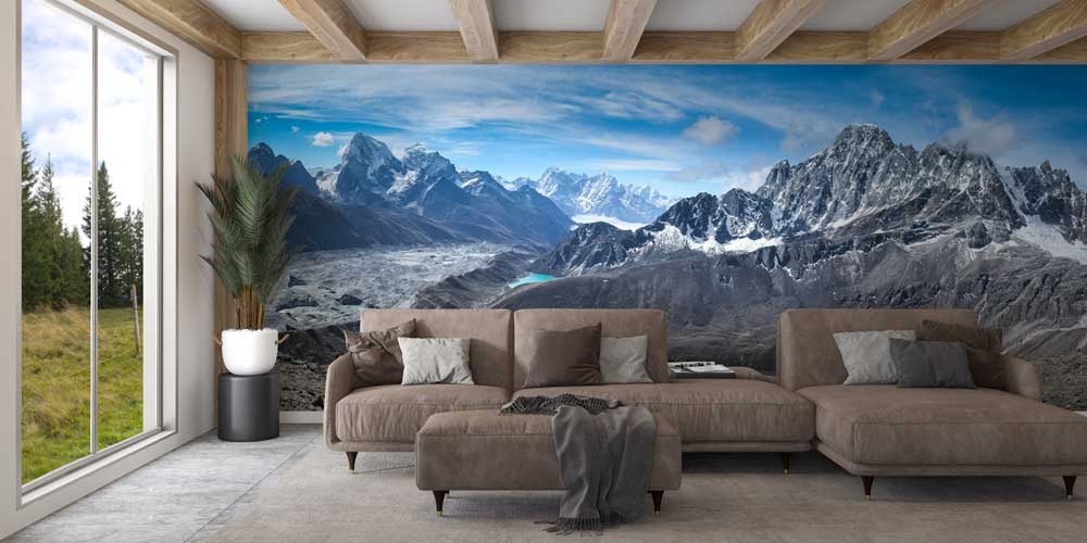 Himalaya Dağları Buzul Gölü Panoramik Duvar Kağıdı 12822