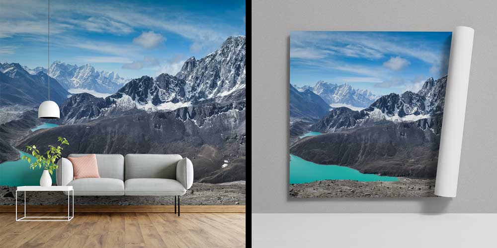 Himalaya Dağları Buzul Gölü Panoramik Duvar Kağıdı 12822