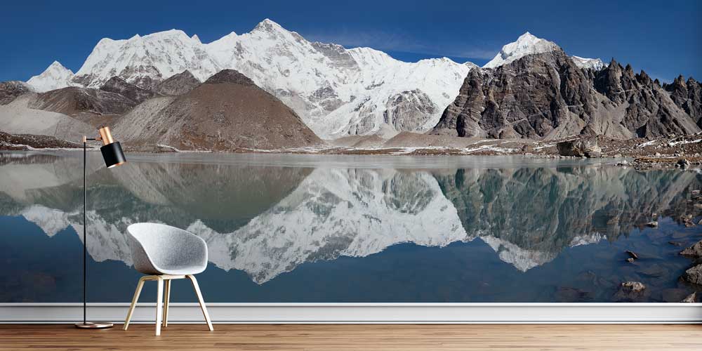 Buzul Dağları Yansıma Manzarası Panoramik Duvar Kağıdı 12823