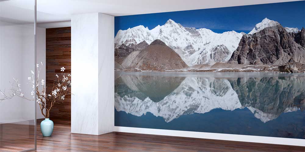 Buzul Dağları Yansıma Manzarası Panoramik Duvar Kağıdı 12823