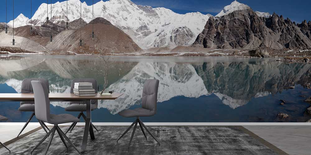 Buzul Dağları Yansıma Manzarası Panoramik Duvar Kağıdı 12823