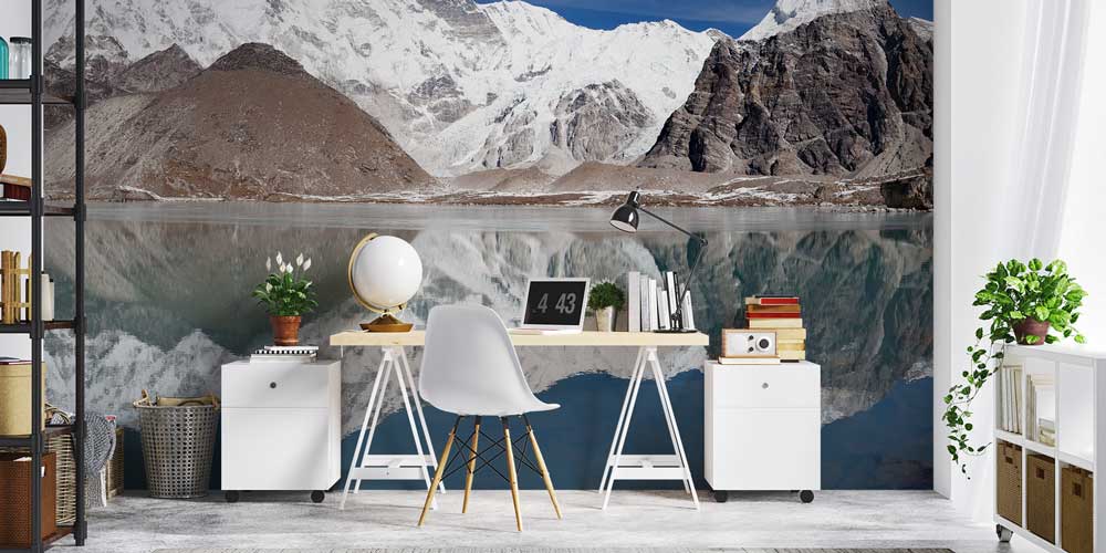 Buzul Dağları Yansıma Manzarası Panoramik Duvar Kağıdı 12823