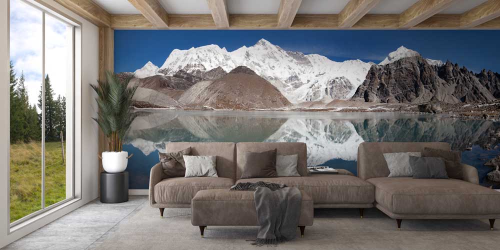 Buzul Dağları Yansıma Manzarası Panoramik Duvar Kağıdı 12823