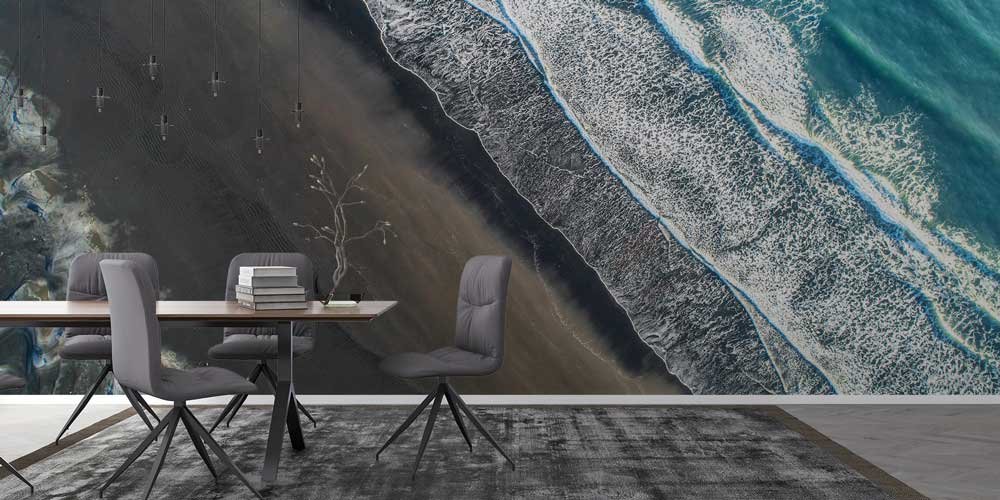 wallpaper-wall-decor-12987-03 Havadan Çekim Dalga ve Kıyı Deseni Duvar Kağıdı 12987