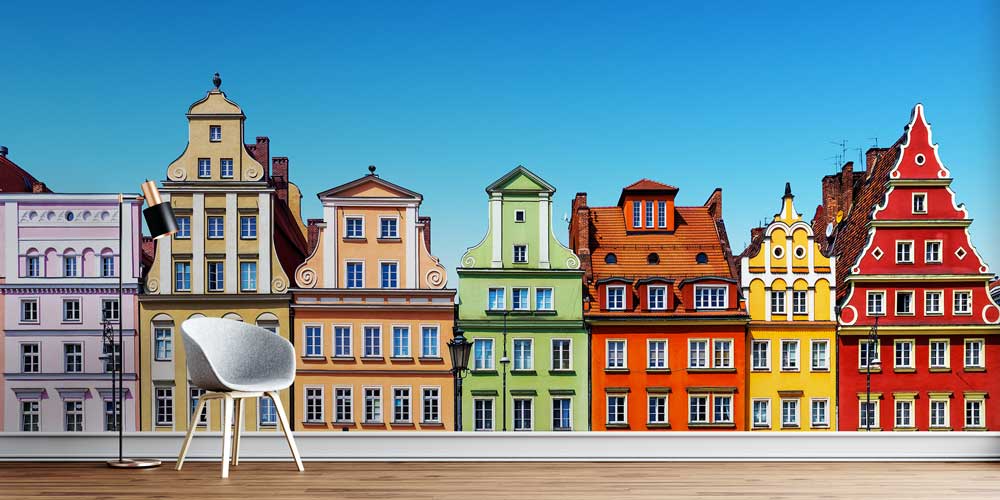 Renkli Avrupa Tarihi Evleri Manzaralı Duvar Kağıdı 13013