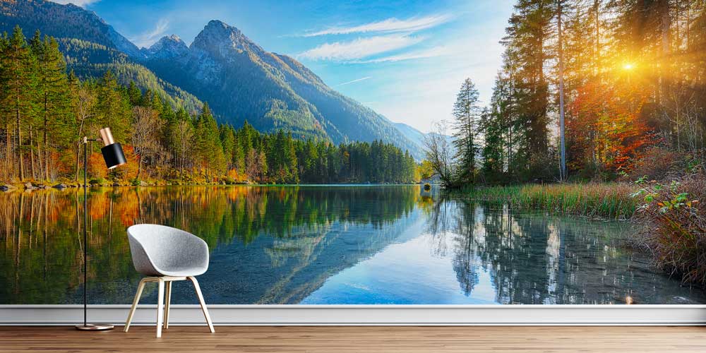 Göl Yansımalı Dağ ve Orman Manzaralı Doğa Duvar Kağıdı 13015