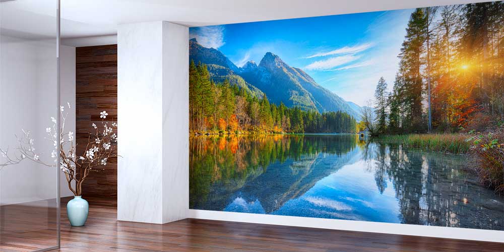 Göl Yansımalı Dağ ve Orman Manzaralı Doğa Duvar Kağıdı 13015