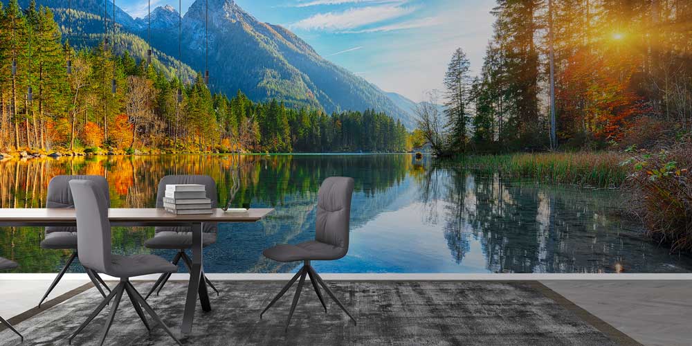 Göl Yansımalı Dağ ve Orman Manzaralı Doğa Duvar Kağıdı 13015