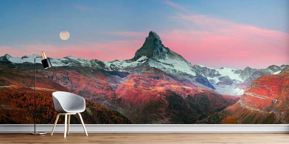 Gün Batımında Matterhorn Dağı Manzaralı Avrupa Duvar Kağıdı 13022