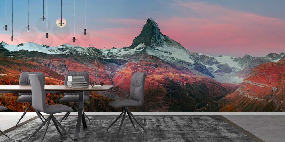 Gün Batımında Matterhorn Dağı Manzaralı Avrupa Duvar Kağıdı 13022