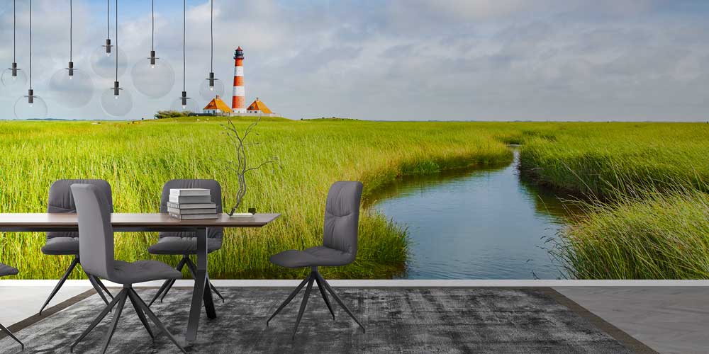 Sazlıklar Arasında Deniz Feneri Manzaralı Avrupa Duvar Kağıdı 13037