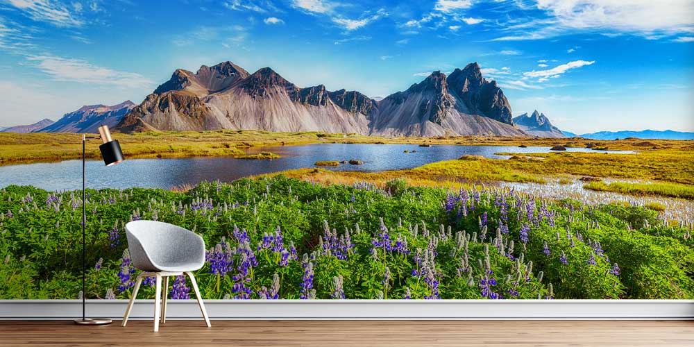 Dağlar ve Çiçekli Doğa Manzarası Duvar Kağıdı 13069