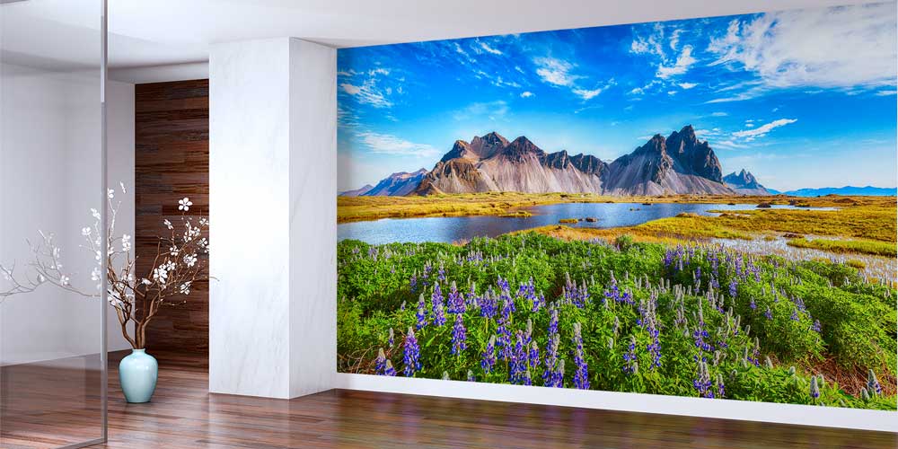 Dağlar ve Çiçekli Doğa Manzarası Duvar Kağıdı 13069