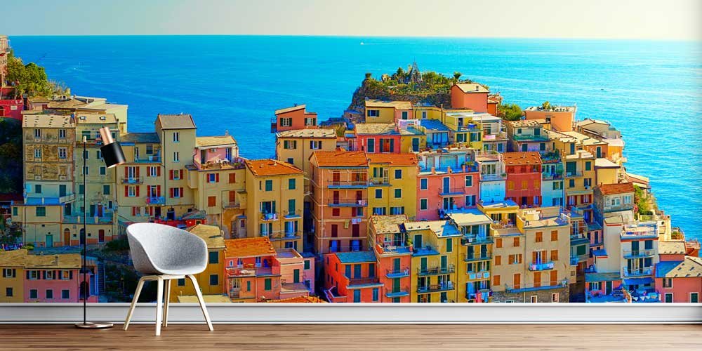 wallpaper-wall-decor-13076-00 Cinque Terre Sahil Köyü Manzaralı Avrupa Duvar Kağıdı 13076
