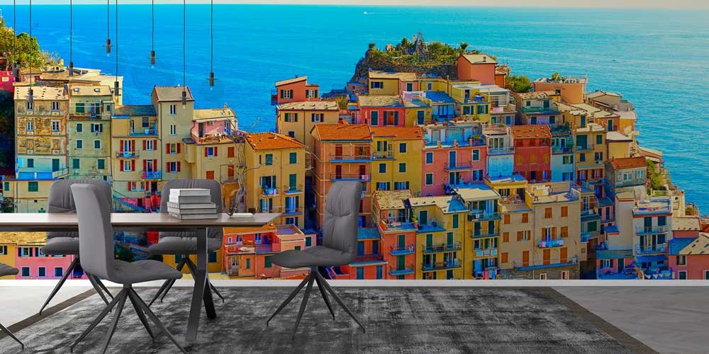 wallpaper-wall-decor-13076-02 Cinque Terre Sahil Köyü Manzaralı Avrupa Duvar Kağıdı 13076