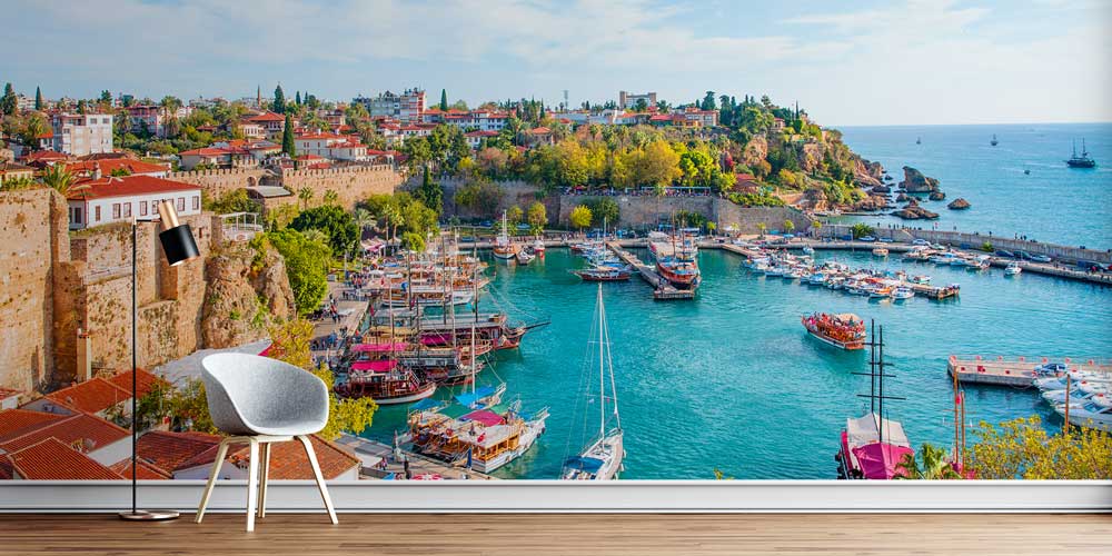 Tarihi Liman ve Kale Manzaralı Duvar Kağıdı 11534