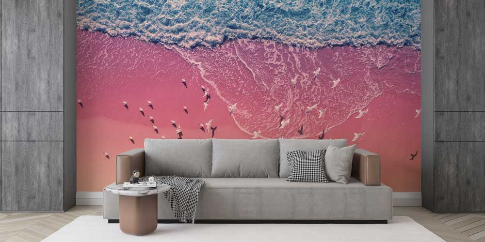 Pembe Sahil ve Kuşlar Duvar Kağıdı 12808