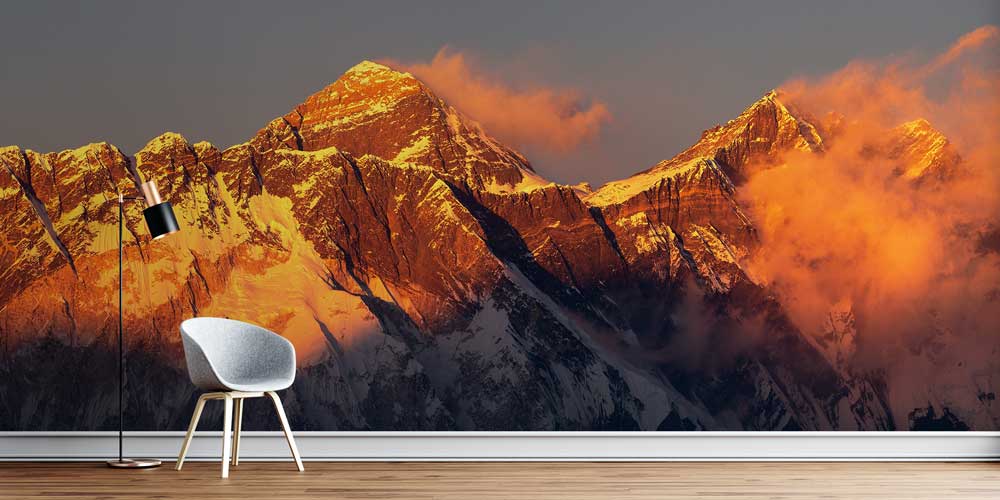 wallpaper-wall-design-12830-00 Sisler arasında uzanan Çin Seddi’nin panoramik manzara duvar kağıdı görünümü. 12830