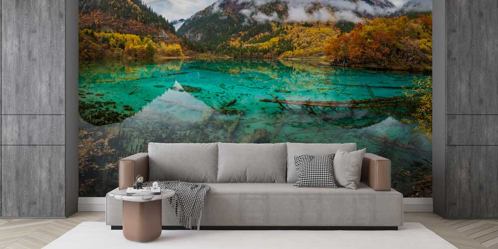 Gölet ve Sonbahar Ormanı Panoramik Manzara Duvar Kağıdı 12832