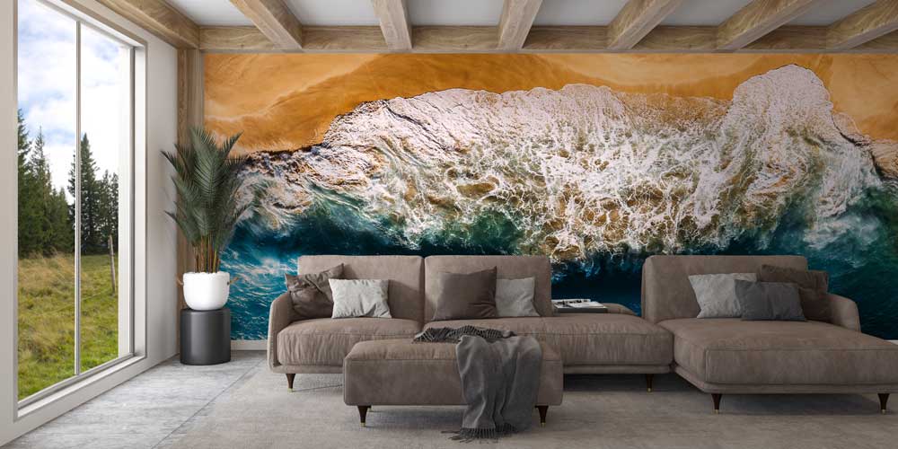 Havadan Çekim Sahil ve Dalga Detayları Duvar Kağıdı 12838