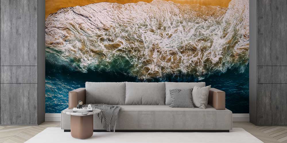 Havadan Çekim Sahil ve Dalga Detayları Duvar Kağıdı 12838