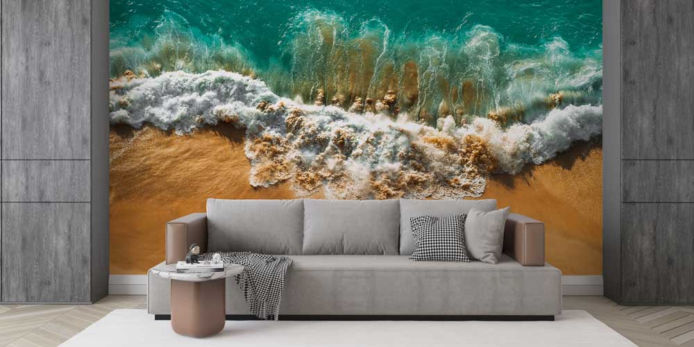 wallpaper-wall-design-12839-04 Okyanus Dalgaları ve Altın Sahil Duvar Kağıdı 12839