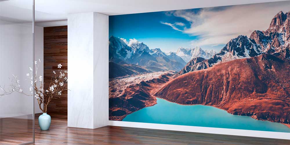 Himalaya Dağları Turkuaz Göl Panoramik Duvar Kaplaması 12885
