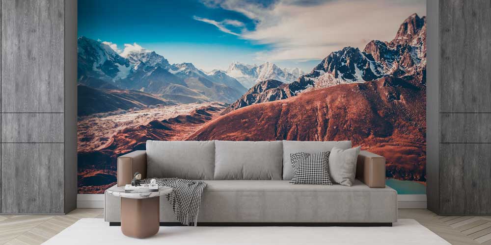 Himalaya Dağları Turkuaz Göl Panoramik Duvar Kaplaması 12885