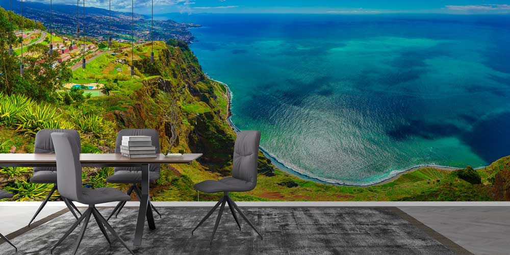 Panoramik Okyanus ve Kayalık Kıyı Manzaralı Duvar Kağıdı 12989