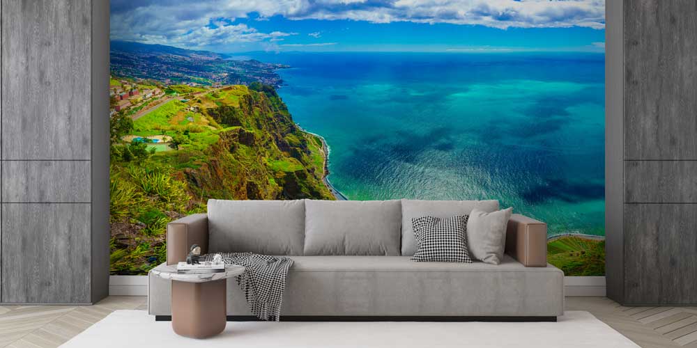 Panoramik Okyanus ve Kayalık Kıyı Manzaralı Duvar Kağıdı 12989