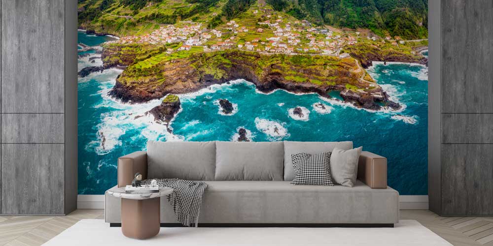 wallpaper-wall-design-12994-03 Okyanus ve Sahil Kasabası Hava Çekimi Manzaralı Duvar Kağıdı 12994