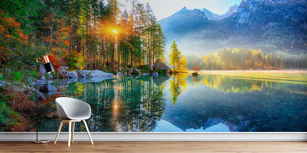 Gün Doğumunda Orman ve Göl Yansımalı Doğa Duvar Kağıdı 13031