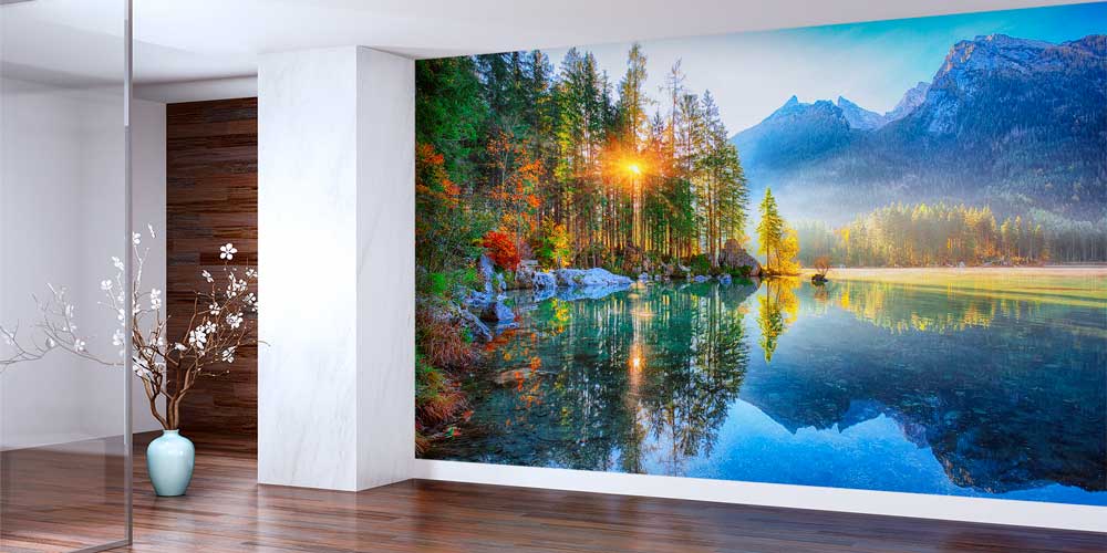 Gün Doğumunda Orman ve Göl Yansımalı Doğa Duvar Kağıdı 13031