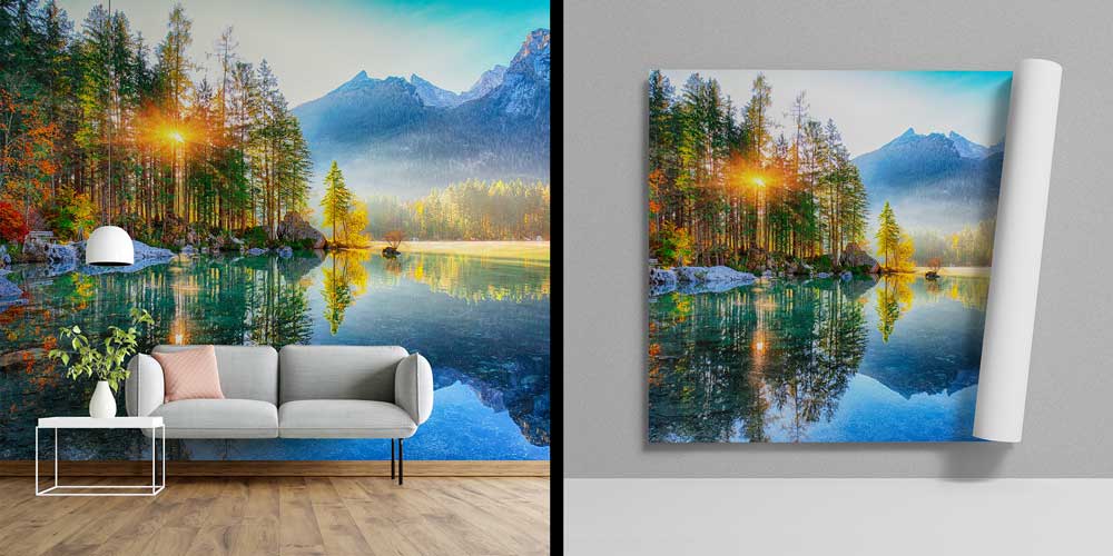 Gün Doğumunda Orman ve Göl Yansımalı Doğa Duvar Kağıdı 13031