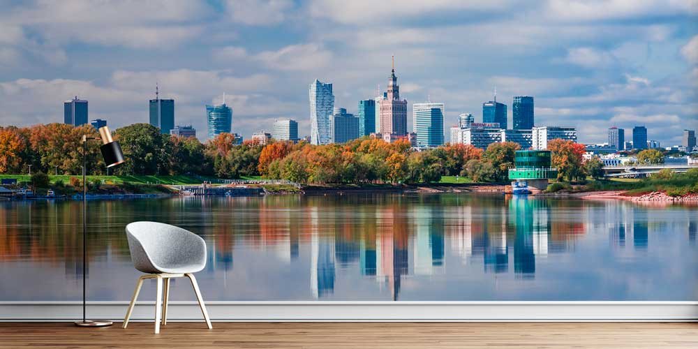 wallpaper-wall-design-13124-00 Nehir Kıyısı Avrupa Şehir Silüeti Manzaralı Duvar Kağıdı 13124